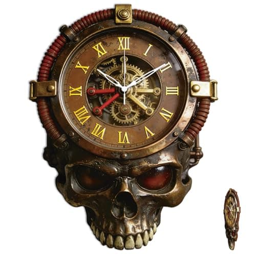 Image of CONCHLERY 16 Inch Punk Skull Pattern Irregular Flat Printing Wall Clock Silent Non Ticking Clock, for Home Living Room Bedroom Kitchen Office Decor