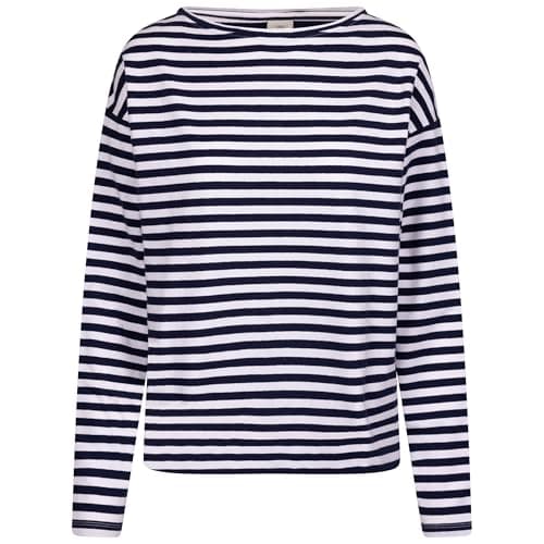 Image of Trespass Womens Casual Top Thelma - Boat Neck, Long Sleeves, Yarn-Dyed Stripe, Woven Hem Tab, Knitted, 95% Cotton, 5% Elastane