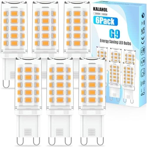 Image of KALAHOL 6 Pack G9 LED Bulbs Warm White, 4W, 3000K, No Flicker, Equivalent to 40W Halogen, 400LM, Non-Dimmable, Energy Saving G9 LED Light Bulbs for Decoration, Office, Home Lighting Decor and More