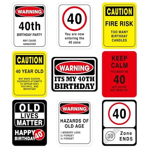 Image of WERNNSAI 40th Birthday Decorations - 9 Pcs 40 Birthday Decorations for Men 40 Year Old Decorations Signs Table Centerpieces Funny Picture Props Women 40s Door Windows Wall Decor Bday Party Banner