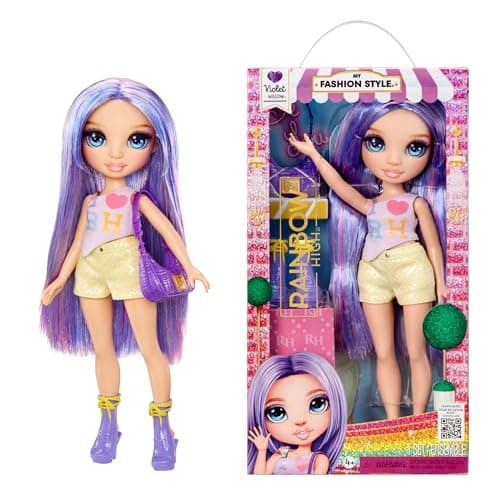Image of Rainbow High My Fashion Style Violet, Purple 11" Fashion Doll with Statement Outfit, Stylish Handbag, Great Toy Gift for Girls Kids Ages 4-12 Years