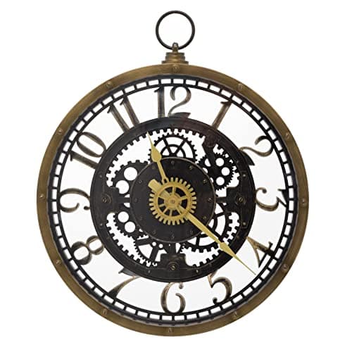 Image of Carousel Home Industrial Retro Pocket Watch Gear Cog Clock | Steampunk Vintage Style Wall Clock | Wall Clock Antique Effect Distressed Round Clock