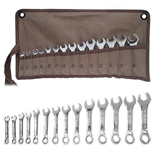Image of VORX Stubby Spanner Set 14 Pc PRO Grade Short 6mm to 19mm Drop Forged Chrome Vanadium Supplied in Heavy Canvas Storage Wallet, 1% of Sale Value Will be Donated to Children's Hospital
