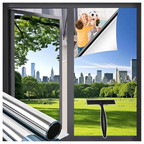 Image of Zindoo Window Film Privacy One Way Clear Privacy Film For Glass Windows, Reflective Window Mirror Film Anti Glare Window Tint Film See Out Not In Sun Blocker, Silver, 75x400cm