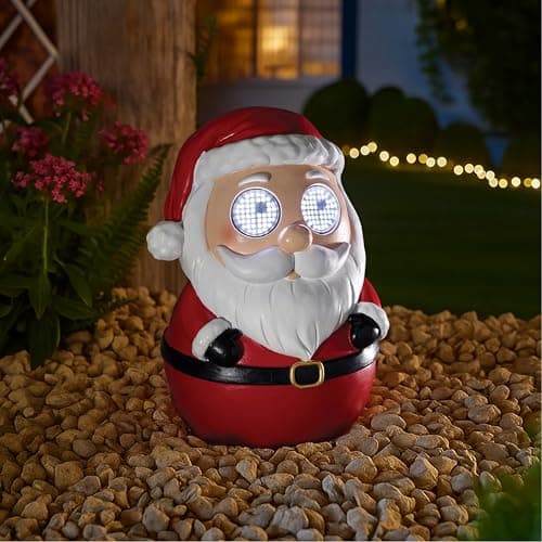 Image of Garden Mile Blinking Santa Christmas Decoration - Animated Winking Santa Outdoor Garden LED Light Up Ornament with Cool White LEDs - Waterproof Festive Xmas Decor Porch Decor with Timer