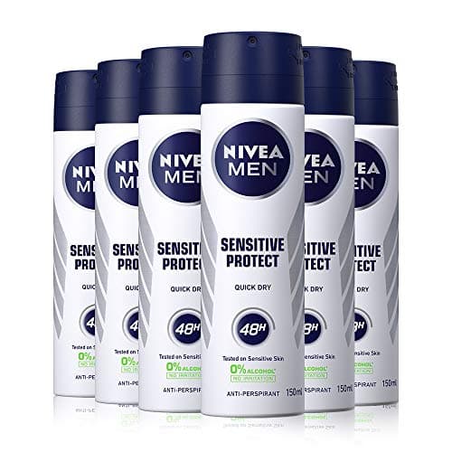 Image of Nivea men Sensitive Protect Deo Spray in 6-pack (6 x 150 ml), antiperspirant for sensitive skin, deodorant with 48-hour protection