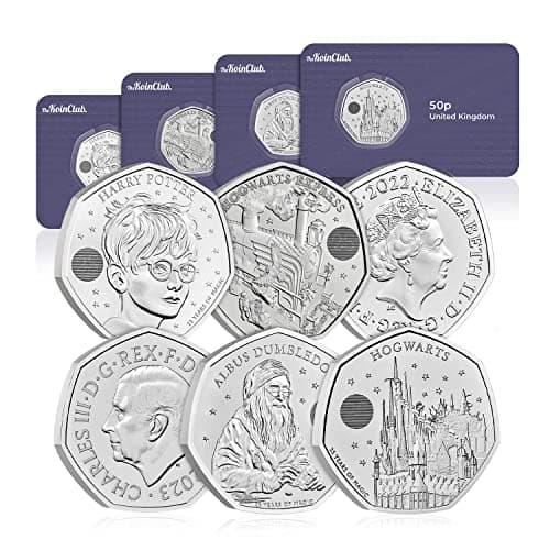 Image of The Koin Club Royal Mint Harry Potter Brilliant Uncirculated 50p Coin Set - All 4 Designs!