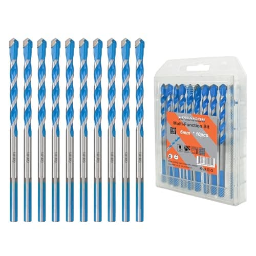 Image of HPMAISON Drill Bits, 6mm (10pcs) Masonry Drill Bits Multi-Function Bit Set, Industrial Strength Carbide Tip Drill Bit, Shockproof Hammer Drill Bit for Concrete, Tile, Glass, Plastic, Brick, Cement