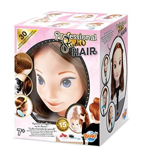 Image of Buki France 5422 Professional Studio Hair Styling Head. Kids Hairdressing Kit Includes 15 Hair Accessories. Children's Pretend Hair Salon Doll Toy. Suitable for Boys & Girls 7+