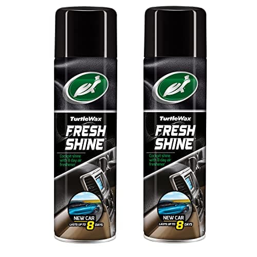 Image of Turtle Wax Fresh Shine Interior Plastic & Dashboard Cleaner with Air Freshener New Car Scent 500ml x2 - Removes Dirt, Dust & Residue from Car Interior Plastic for a Glossy Shine & New Car Smell