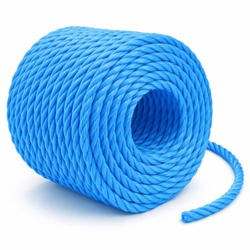 Image of Flatro Blue Polypropylene Rope 30 Meter Long 8mm Strong Cord 885kg Breaking Load Capacity | Hard Wearing 3-Strand Strong Rope | Best for Tarpaulin Strapping Items Cargo Boating | Washing Line