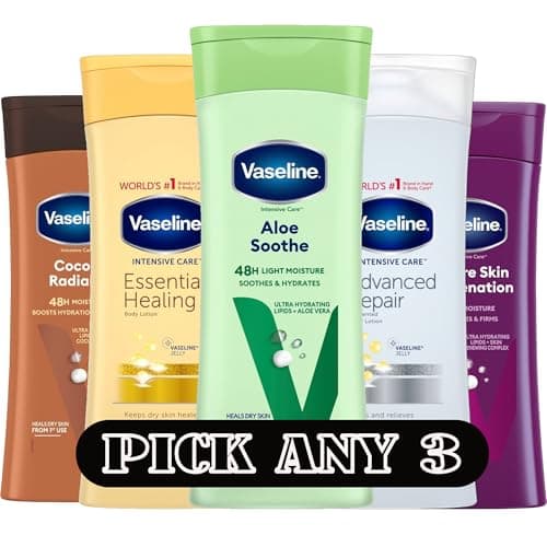Image of Vaseline Intensive Care Body Lotion | Pick & Mix Any 3 x 400ml | Essential Healing, Cocoa Radiant, Advanced Repair, Aloe Soothe, Mature Skin | Deep Moisture Non-Greasy Cream