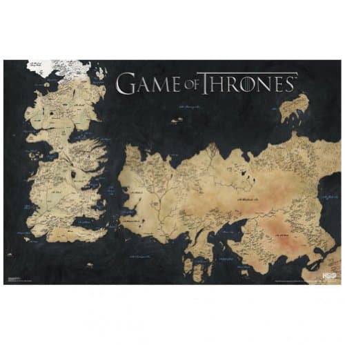 Image of Pyramid America Game of Thrones Map of Westeros and Essos TV Show Cool Wall Decor Art Print Poster 90x60