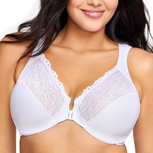 Image of Glamorise Wonderwire Front-Closure Underwire Bra 1245 (Women's & Women's Plus) White