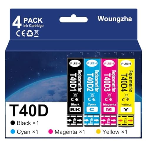 Image of Woungzha Ink Cartridge T40D Multipack Compatible for Epson T40D1 for Epson SureColor SC-T2100, SureColor SC-T3100 SC-T5100, SureColor SC-T3100M MFP (4-Pack)