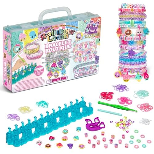 Image of BANDAI - Rainbow Loom Boutique - Automatic Elastic Bracelet Making Set - Creative Hobby - Contains 4000 Rubber Bands, Hooks, Beadmoji, Charm - Toy for Children 7+ Years - CD0186