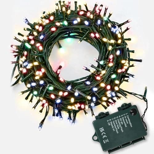 Image of SHATCHI 200 Multicolour LEDs Battery Operated Fairy Lights Waterproof Indoor/Outdoor 8 Changing Modes Timer Christmas Wedding Party Birthday Decorations