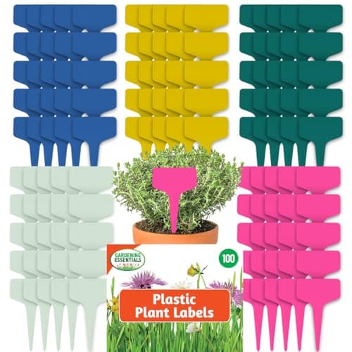 Image of SOL 100pk Plastic Plant Labels for Seedlings, Durable & Reusable Multicolour T‑Type Seed Markers for Garden Labels, Plants Tags for Outdoor, Waterproof Sticks for Herbs, Flowers and Vegetables