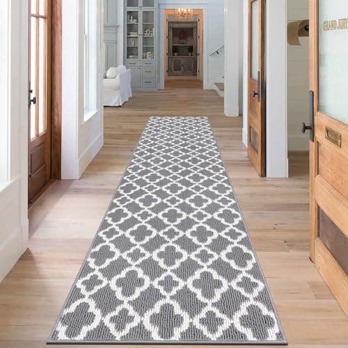 Image of SHACOS Non Slip Runner Rug Hallway 60x240 cm Long Hall Runner Rugs Washable Narrow Carpet Runners for Hallway Entryway Kitchen, Grey