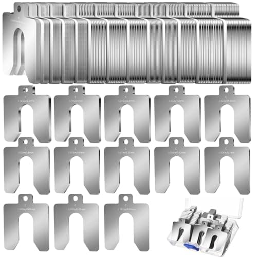 Image of Shimeyao 130 Pcs Shim Kit Stainless Steel Slotted Shim Assortment Metal Shims for Leveling Shop Kit Replacement Pack (Size C 4" X 4")