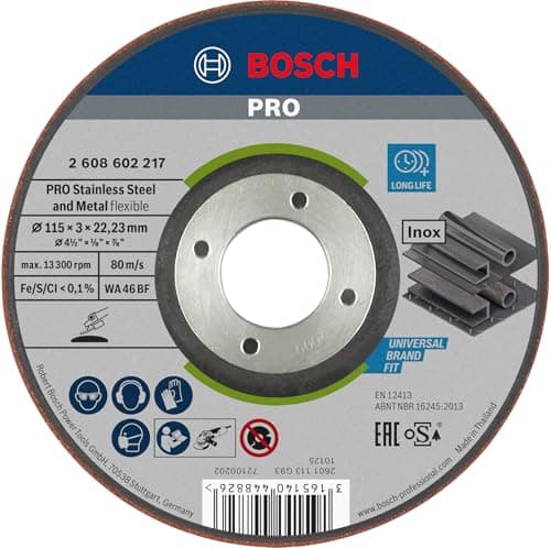 Image of Bosch 1x PRO Flexible Longlife Grinding Disc for Small Angle Grinder and Bore 22.23 mm (for Steel, Stainless steel, Ø 115 mm, Professional Accessory Small Angle Grinder)