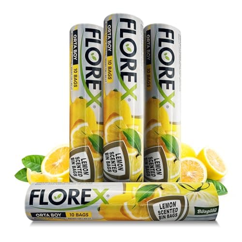 Image of 60L Bin Bags Lemon Scented Bin Liners with Drawstrings 40 Counts for Home Office Kitchen and Bathroom Bin Bags that Leaves Your Swing Bin Smelling Fresh | 65 x 70cm 4 Roll