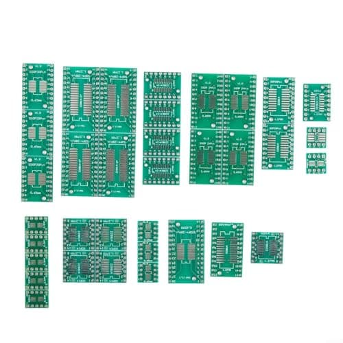 Image of ZAMETTER 35Pcs PCB Board Kit for SMD to DIP Adapter MSOP SSOP TSSOP SOT23 8 10 14 16 20 24 28 Pin IC Converter Green Plastic and Metal Set