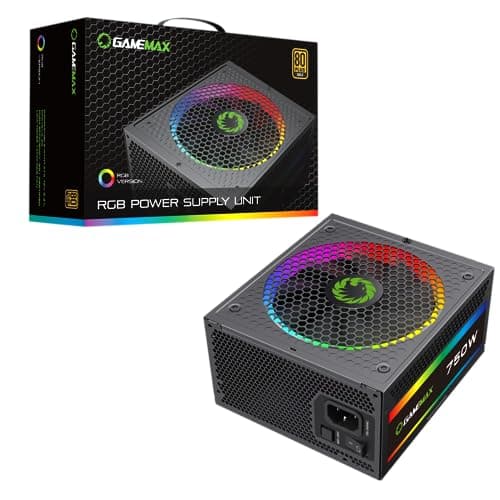 Image of GameMax RGB 750W Pro Modular 80 Plus Gold Power Supply With 14cm ARGB Fan | Black