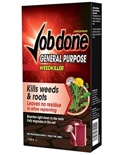 Image of Job Done 86600003 General Purpose Weedkiller, 1L - Fast Acting Weedkiller for Killing Weeds and Root Systems - Systemic Weed Killer for Common Garden Weeds - for Driveway, Patio and Lawn, Black