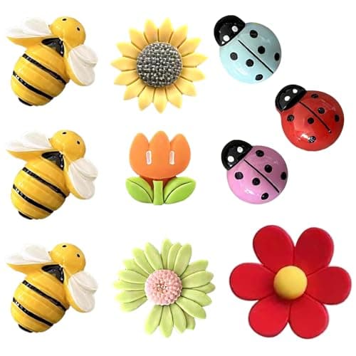 Image of 10 PCS 3D Flower and Bee Fridge Magnets – Cute Mini Fridge Magnets for Kids and Adults – Decorative Magnets for Kitchen Whiteboard – Fridge Magnets for Home Office Craft Use