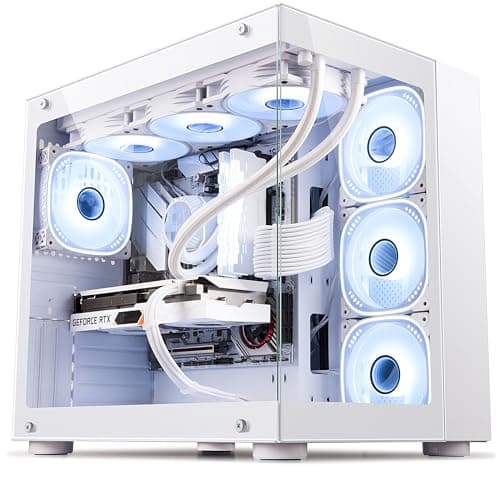 Image of IONZ KZ-ZE/W PC Gaming Case ATX Mid Tower, Dual Chamber Dynamic Extended Series, Tempered Glass, 4 x ARGB PWM Fans Included - White