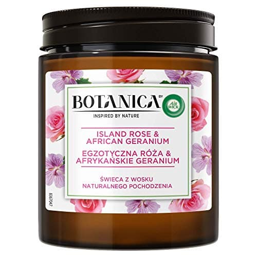 Image of Botanica by Air Wick Scented Candle Made of Natural Wax with Exotic Roses and African Geranium 205 g