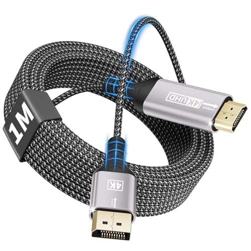 Image of layajia 4K DisplayPort to HDMI Cable 1M, Uni-Directional DP to HDMI Male UHD 4K@30Hz/2K@60Hz/1080P@120Hz Nylon DP to HDTV Cord for Dell, Projector, Desktop, AMD, NVIDIA, Lenovo, HP, ThinkPad
