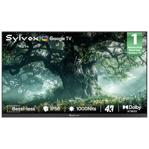 Image of SYLVOX 65 Inch Outdoor TV, Ultra-Narrow Bezel, 1000 Nits for Partial Sun Areas, 4K Smart Google TV, Dolby Atmos, IP56 Weatherproof All-Metal Housing for Garden Patio Terrace (Frameless Series)