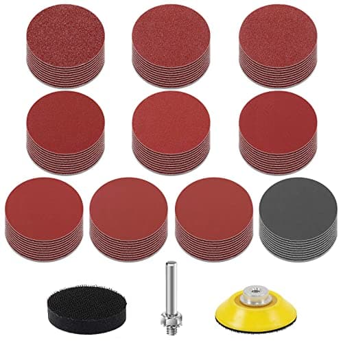 Image of KONGMING 100 Pcs Sanding Disc 50mm 2 Inch Grit 80 120 180 240 320 400 600 1000 2000 3000 Sandpaper Pad Kit Solishing Pad Adapter