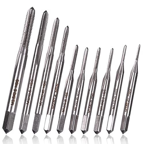 Image of Mesee 10 Pieces Mini Machine Hand Drill Tap Set, M1-M3.5 Micro Taps Bits Metric Thread Screws Plug Bit Small Wire Tapping Drill Bits Tool for Clocks and Watches Tapping