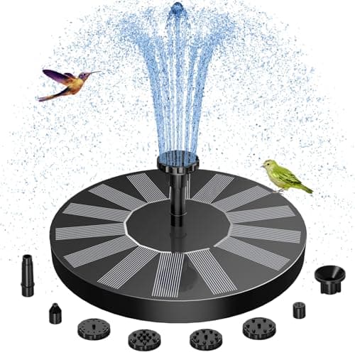 Image of AISITIN Solar Water Fountain, Solar Powered Water Fountain with Multiple Nozzles, Floating Solar Pond Pump,Solar Water Feature for Bird Bath, Garden, Pond, Pool and Fish Tank