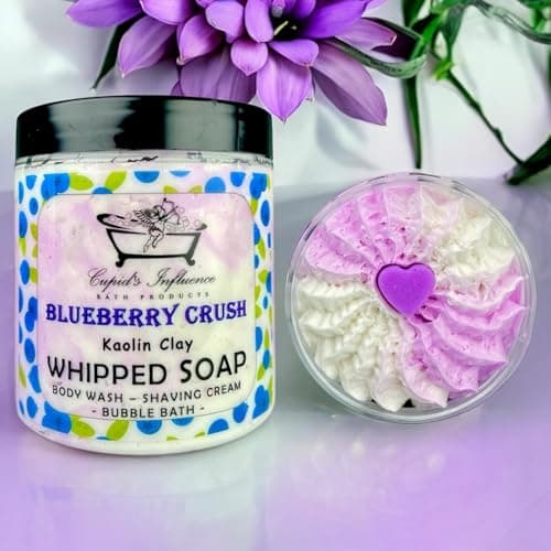 Image of Blueberry Crush Whipped Soap | Kaolin Clay Body Wash | Shower Fluff | Luxurious Shaving Foam | Shower Cream | Bubble Bath | Bleuberry Shower Whip | Blueberry Soap