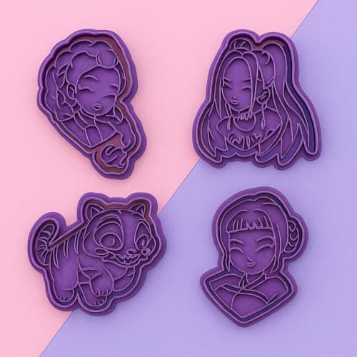 Image of Fantasy Demon Hunters Themed Cookie Cutters Korean Pop Girl Group Inspired Set Unique Party Baking Tools Anime Style Baking Accessories