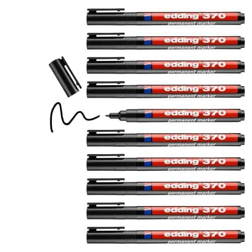 Image of edding 370 Fine Permanent Marker - Black (Pack of 10)