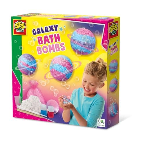 Image of SES Creative 14769 - Galaxy Bath Bombs, Mix dye to Make Your own Colours, Bright Colours, Complete STEM-Set for Children 8 Years and Older