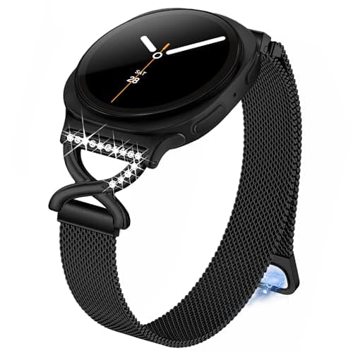 Image of Ocaer Compatible with Samsung Galaxy Watch Strap 8/7/6/5/4 40mm 44mm,8 Classic 46mm, Slim Metal Magnetic Milanese Straps for Galaxy Watch Straps 5 Pro 45mm/ 6&4 Classic/Active 2 for Women,Black