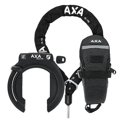 Image of AXA Block XXL Frame Lock + ULC 100 Chain Set with Bag - Bicycle Lock with Plug-in Chain - Security Level 12 - Length 100 cm - Key Non-Removable Black