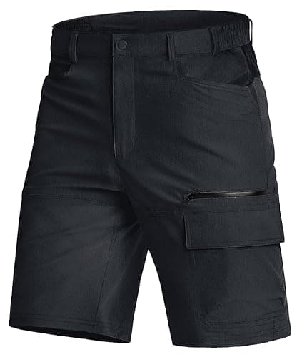 Image of KEFITEVD Men's Quick Dry Safari Shorts Breathable Outdoor Hiking Climbing Short Pants Black