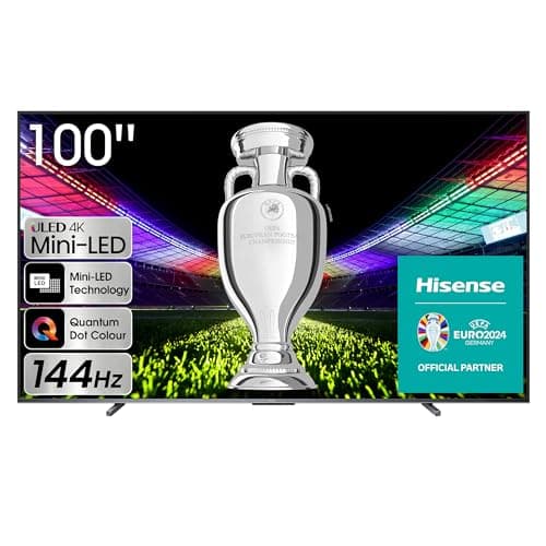 Image of Hisense TV 100U7KQ - 100-inch Mini LED Smart TV, the largest mini LED TV on the market, Quantum Dot Colour, 144Hz Gaming Mode, Full Array Local Dimming, Dolby Vision IQ & Dolby