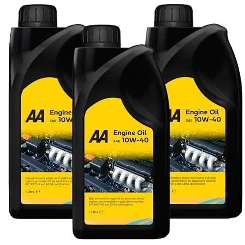 Image of AA Engine Oil SAE 10W-40, 3 x 1 Litre, Semi-Synthetic, Petrol and Diesel, High-Performance, API SM/CH-4, ACEA A3/B4