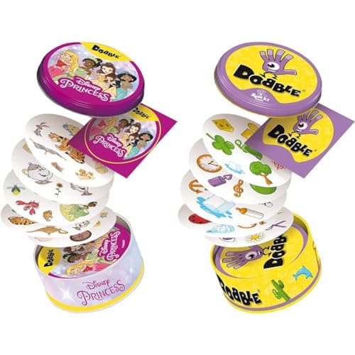 Image of Asmodee | Dobble Disney Princess | Card Game | Ages 4+ | 2-5 Players | 10 Minutes Playing Time & Dobble | Card Game | Ages 6+ | 2-8 Players | 15 Minutes Playing Time