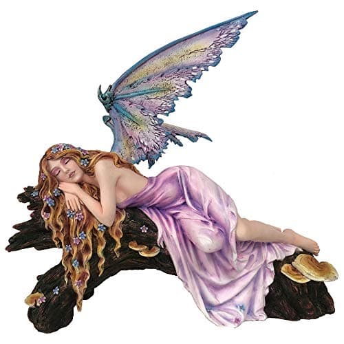 Image of Nemesis Now Drema Sleeping Woodland Fairy Figurine Ornament, Polyresin, Purple, One Size