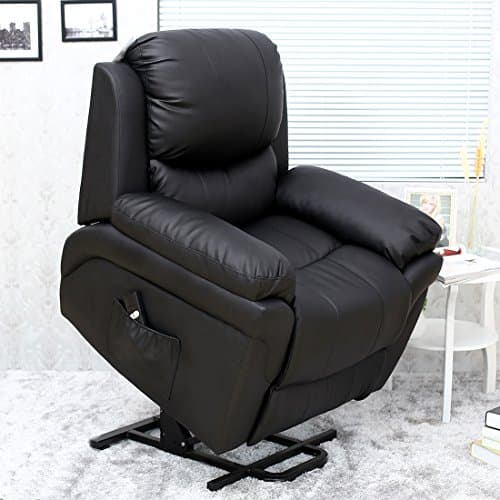Image of More4Homes MADISON ELECTRIC RISE RECLINER BONDED LEATHER ARMCHAIR SOFA HOME LOUNGE CHAIR (Black)