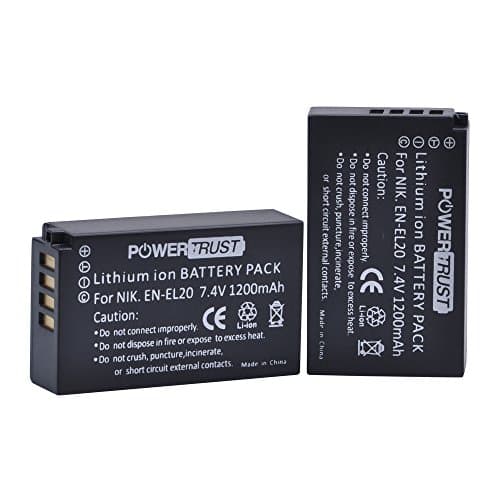 Image of PowerTrust 2Pcs EN-EL20 EN-EL20a Camera Battery for Nikon Coolpix P950, P1000, Coolpix A, 1 V3, 1 AW1, 1 J3, 1 J2, 1 J1